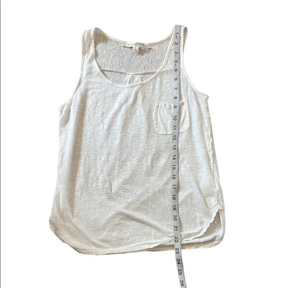 MAX STUDIO 100% Linen White Lightweight Scoop Neck Front Pocket Casual Tank S - Picture 4 of 8